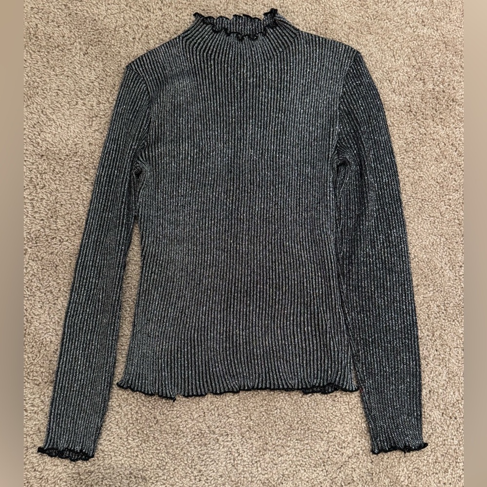 Crave Fame Black Cowl Neck Sweater with Ribbed Texture